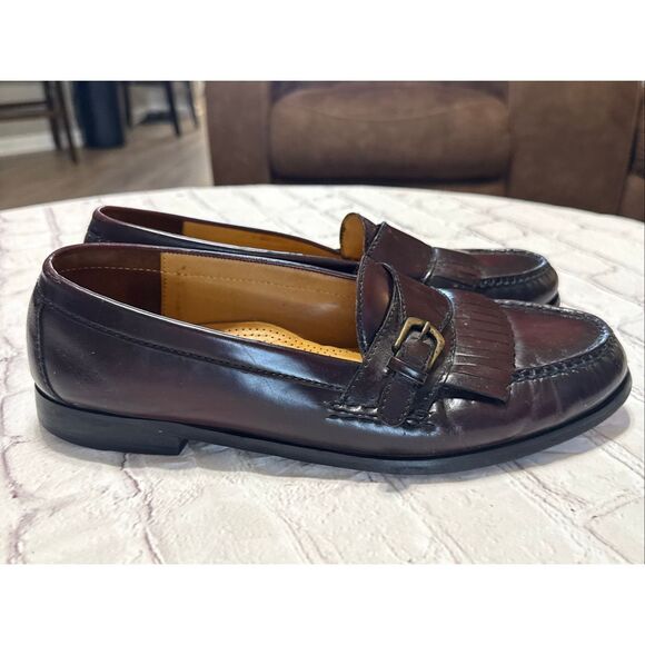 Cole Haan Men\'s 11.5 Kiltie Buckle Front Leather Loafers Burgundy Brown Classic main image 8